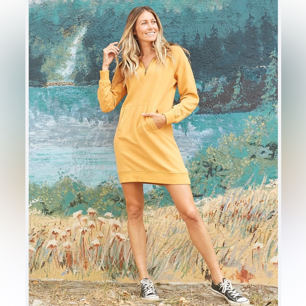 Toad & Co Epique Yellow Sweatshirt Dress